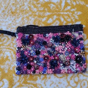 Accessorize Beaded and sequin floral wristlet